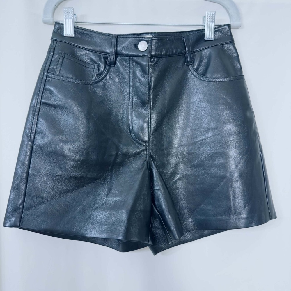 Wilfred Size 2 Black Melina Vegan Leather High Rise Women Shorts Minimalist Y2K